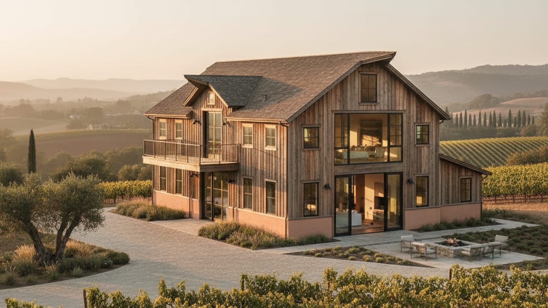 Modern barndominium on wine country estate