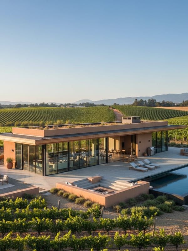 Custom vineyard guest house in Alexander Valley
