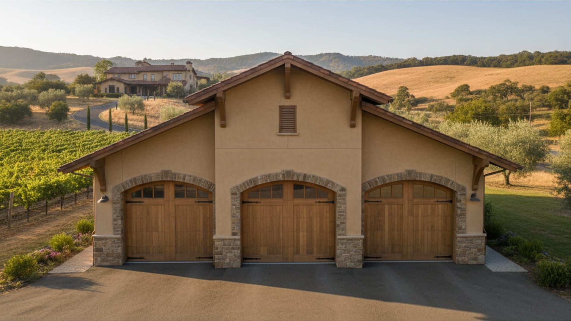 Custom RV garage on wine country estate